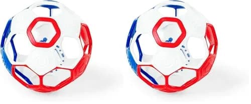 Bright Starts Oball Grippin' Goals Rattle Soccer Ball 2-Pack | Easy-Grasp Toy for Newborns & Up thumbnail 1