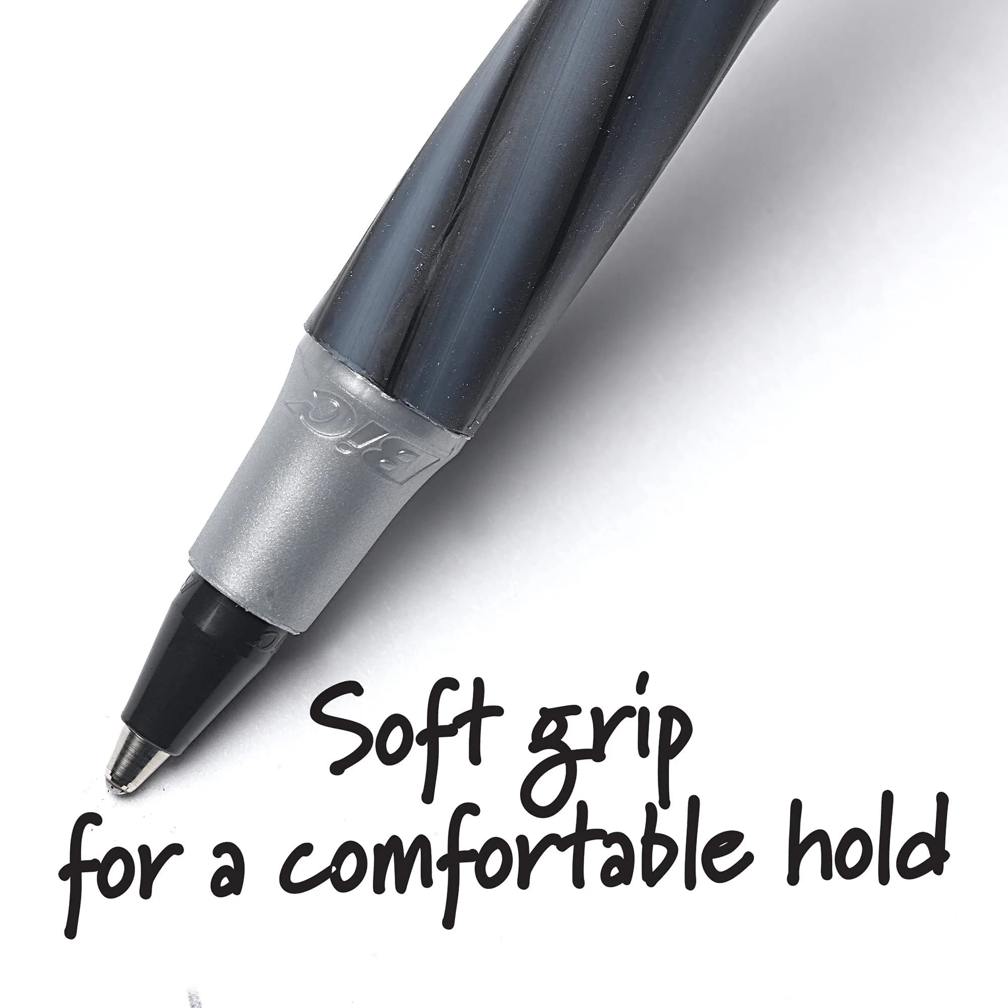 BIC Round Stic Grip Xtra Comfort Ballpoint Pen, Fine Point (0.8mm), Black, 12-Count (Pack of 4) | Smooth Ink Flow for Students & Office - view 7