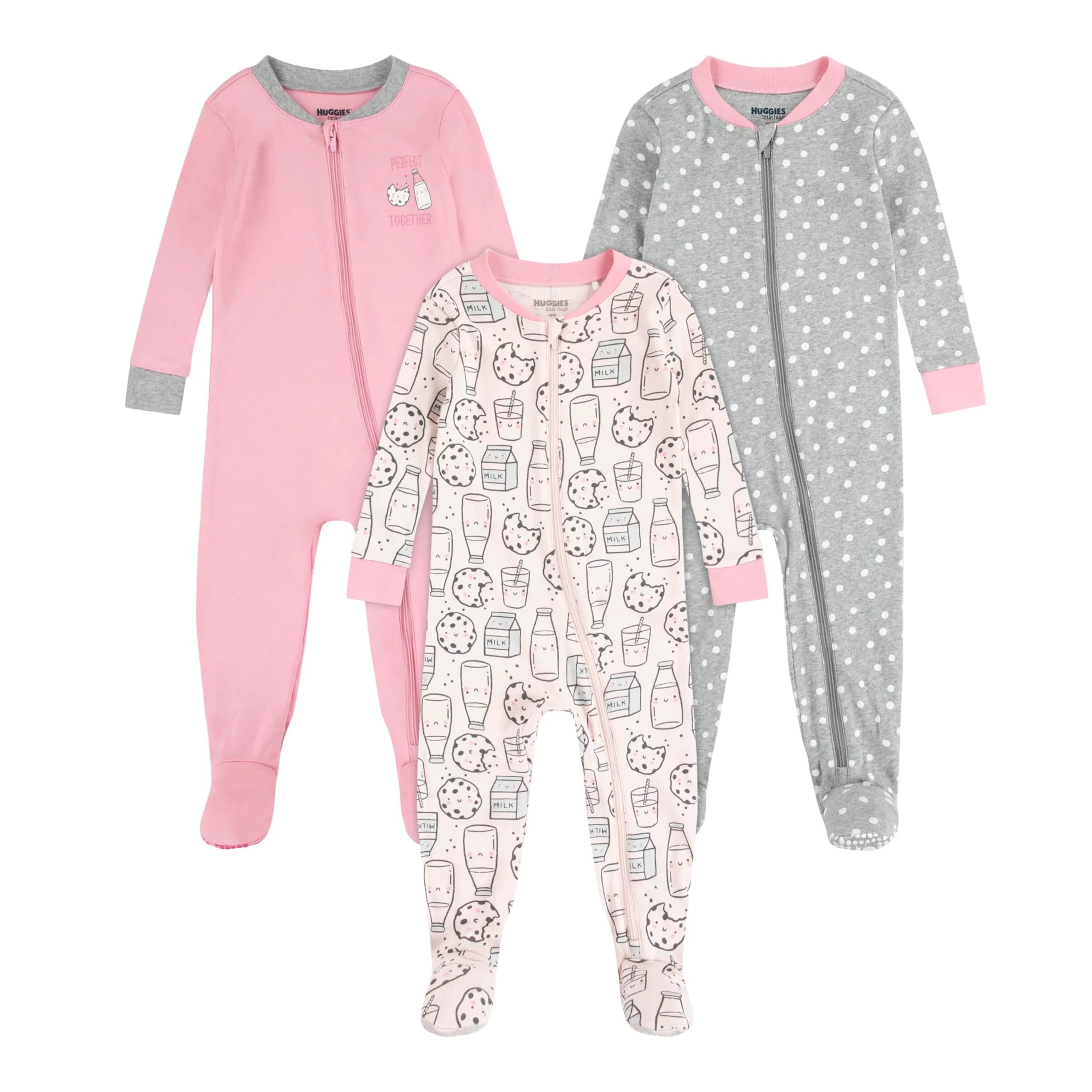 HUGGIES 3-Pack Footed Coverall | Organic Cotton Sleepwear for Baby Boys 24 Months