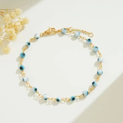 BENEIGE Gold Bracelet 14k Gold Plated Evil Eye Adjustable Jewelry for Women thumbnail 4