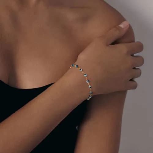 BENEIGE Gold Bracelet 14k Gold Plated Evil Eye Adjustable Jewelry for Women thumbnail 2