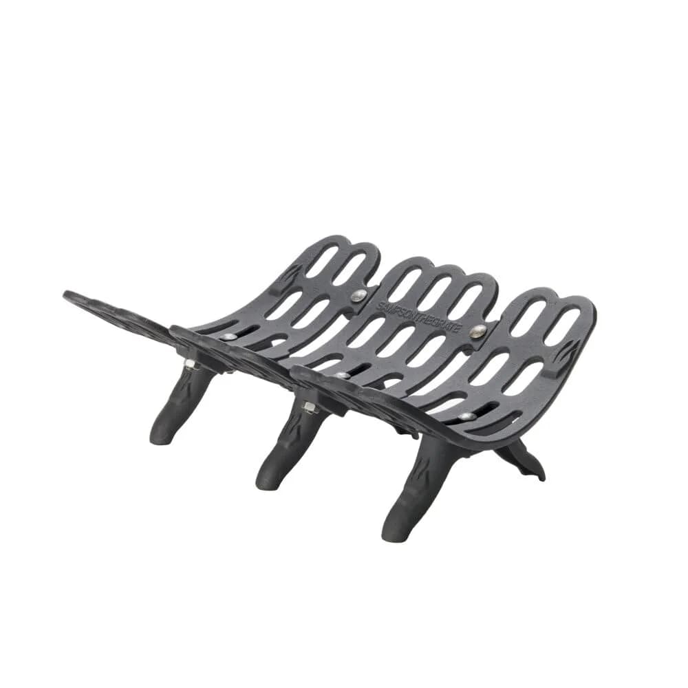 Flame Genie Fireplace Grate 22" | Self-Feeding Cast Iron for Wood Burning Fireplace — Black