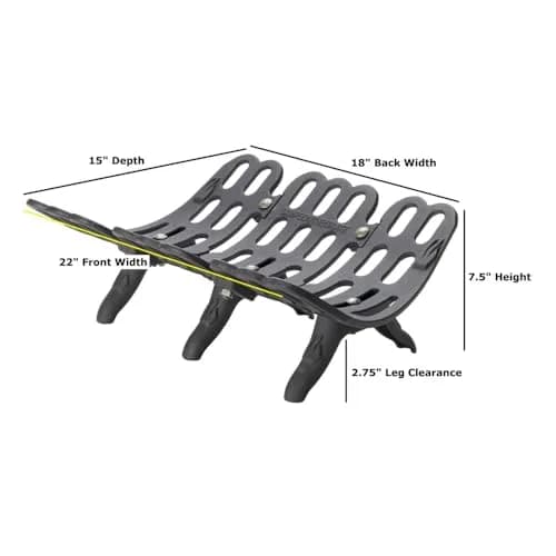 Flame Genie Fireplace Grate 22" | Self-Feeding Cast Iron for Wood Burning Fireplace thumbnail 5
