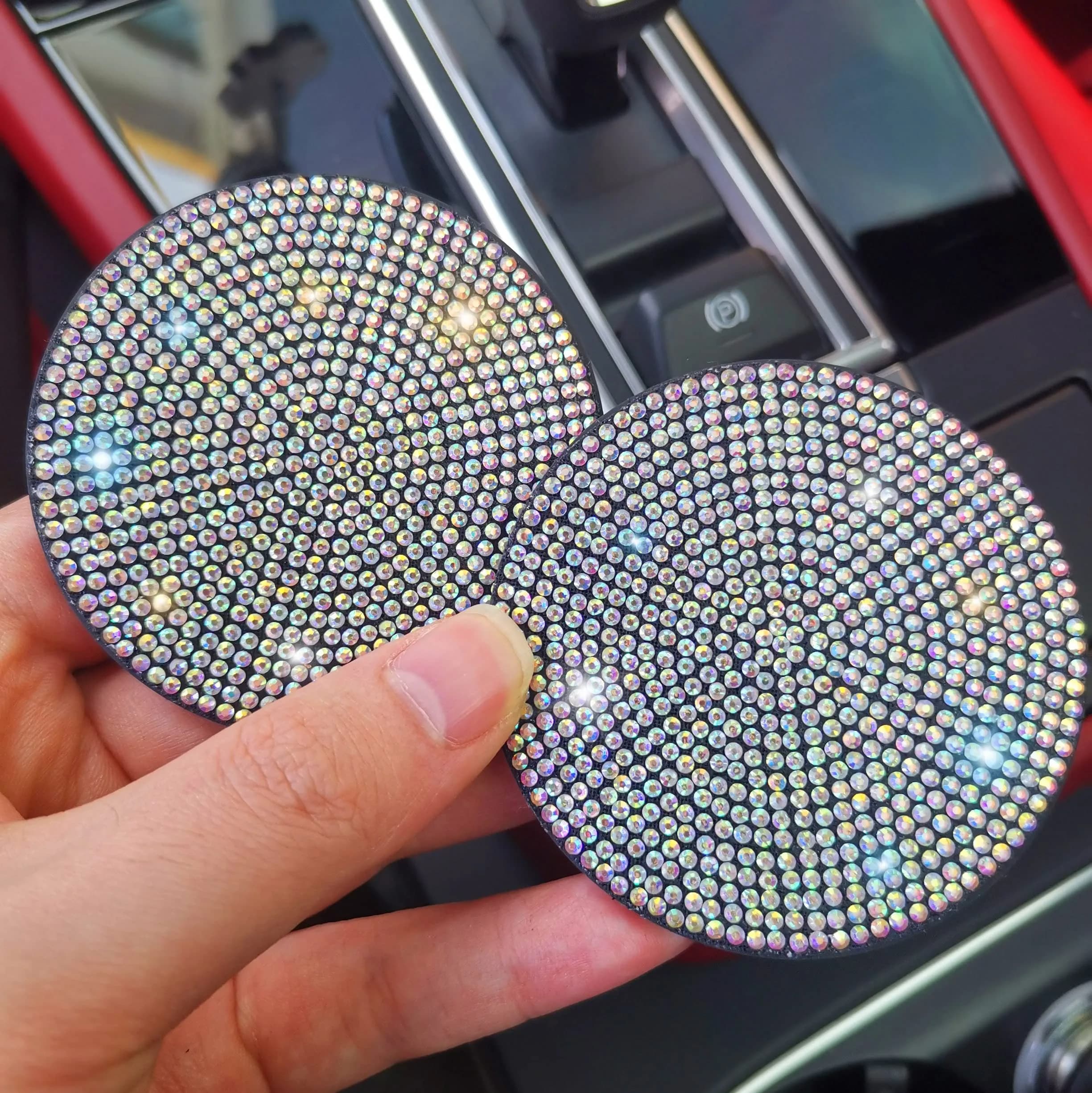 NBTEPEM Multicolor Bling Car Cup Holder Coasters - 2.75 inch, 4 Pieces - view 4