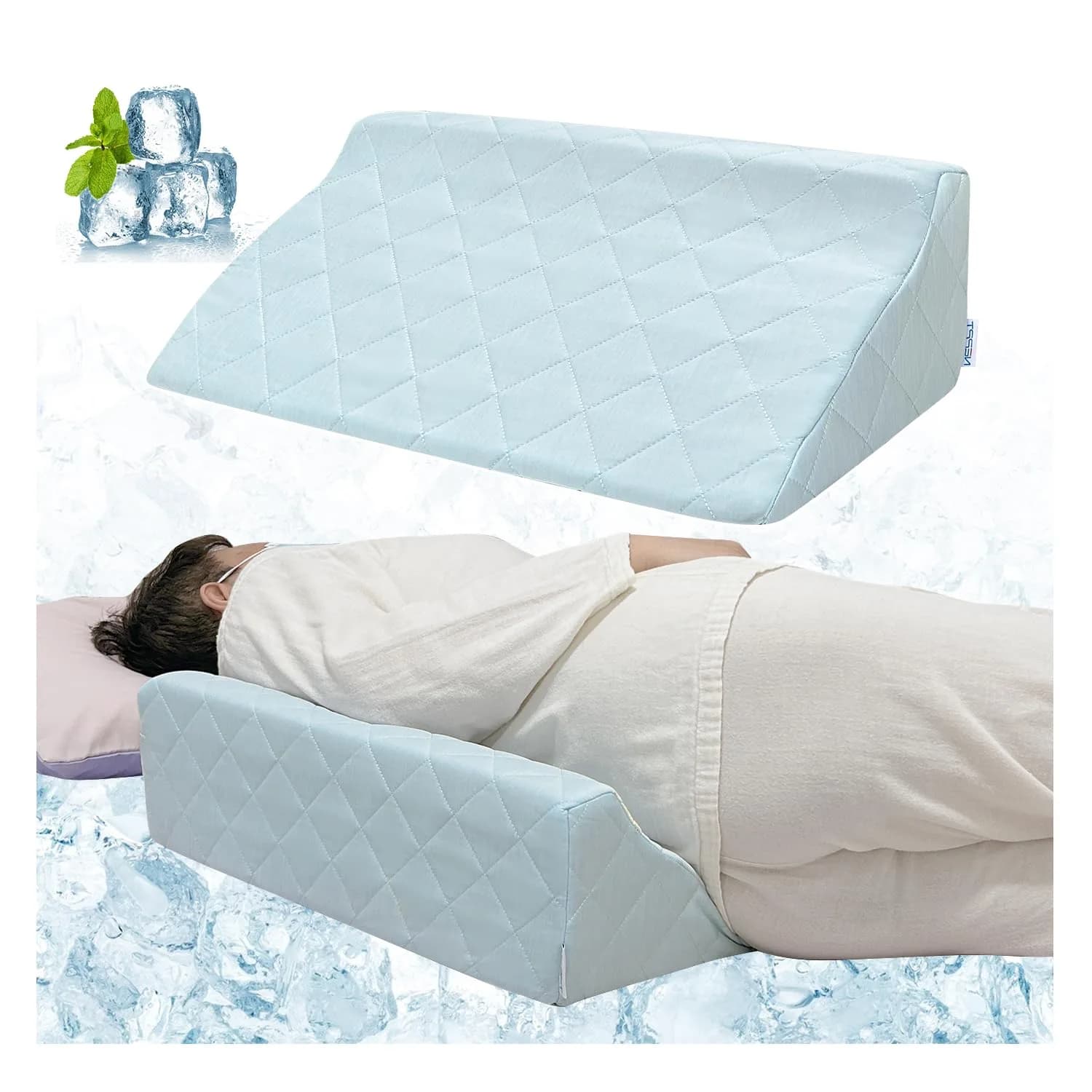 NEPPT Wedge Pillow for Seniors Side Sleeping Post Surgery | Cooling Back Support (110 chars) — Cooling
