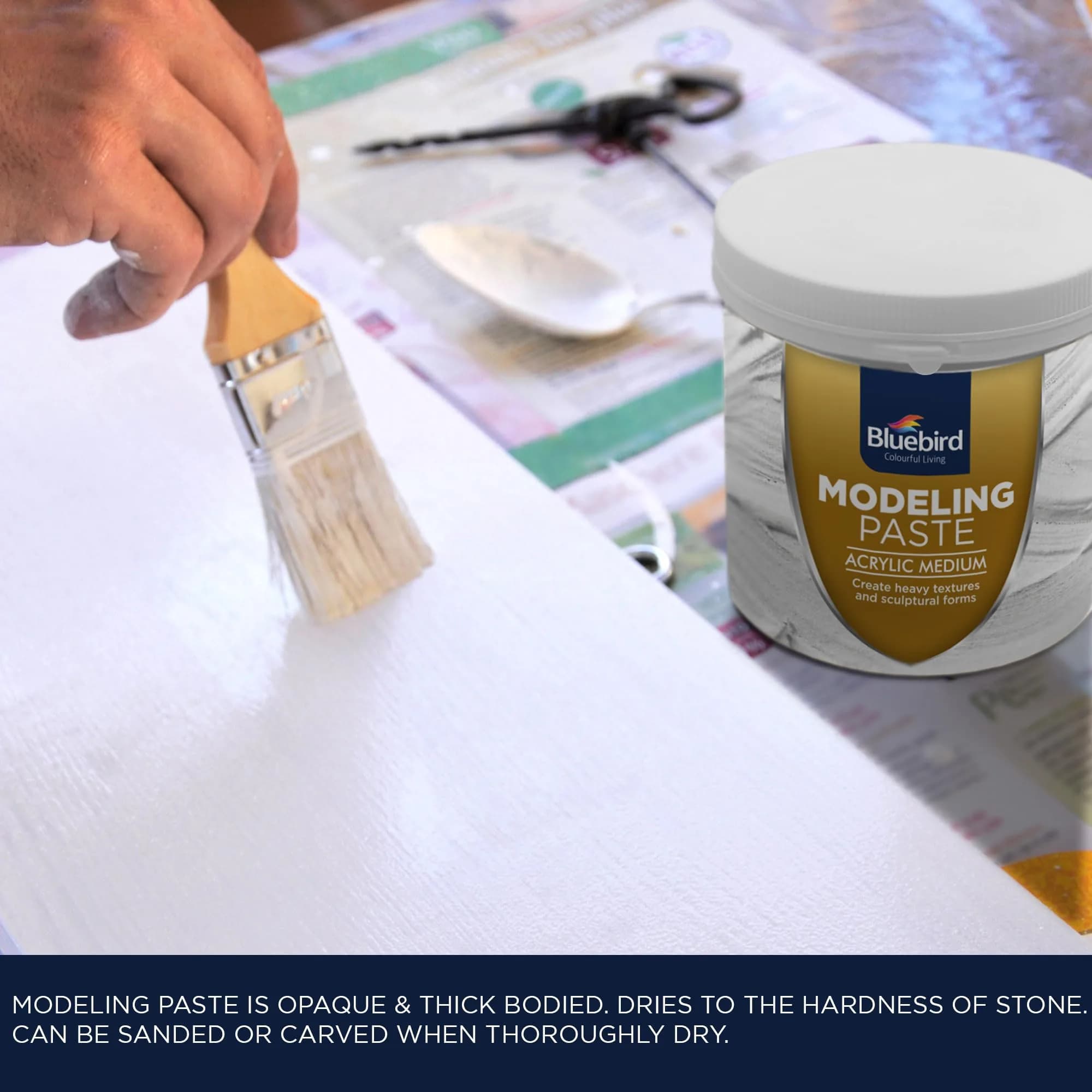Bluebird Thick Modeling Paste White 800g (28.2 Oz) | High Density Acrylic Medium for Texture and Dimension - view 6