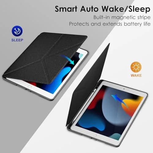DTTO Foldable Case for iPad 9th/8th/7th Gen 10.2-inch | Auto Wake/Sleep, Pencil Holder, Fabric Texture (70-120c) thumbnail 5
