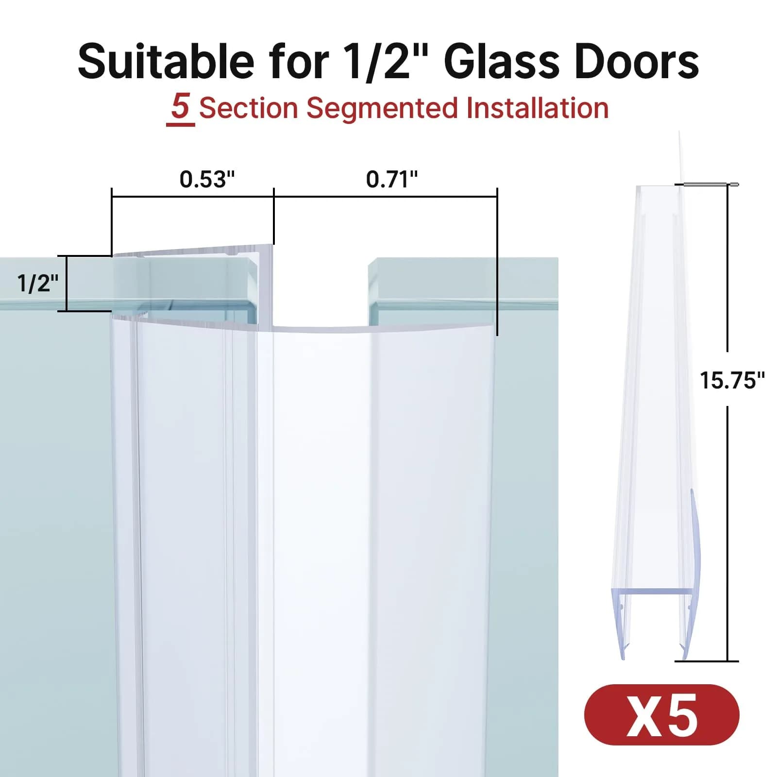 AmazerBath Shower Door Seal Strip 78.75 inches (6.56 ft) | Prevents Water Leaks - view 3