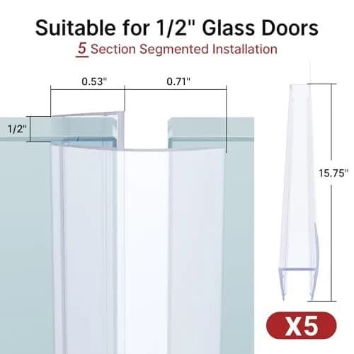 AmazerBath Shower Door Seal Strip 78.75 inches (6.56 ft) | Prevents Water Leaks thumbnail 3