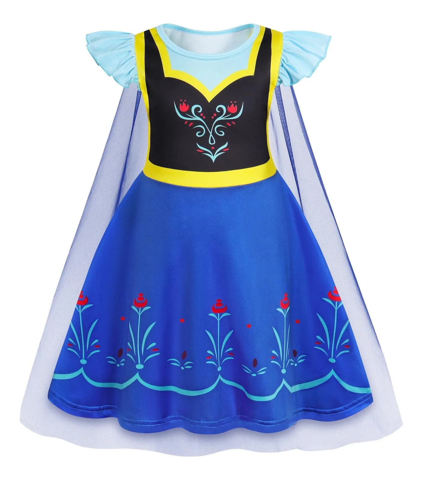 WonderBabe Snow Queen Princess Costume Girls 5-6 Years | Vibrant Halloween Dress