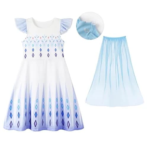 WonderBabe Girls Princess Dress Kids Halloween Birthday Party Dress Up Outfit 7-8 Years | Vibrant Princess Costume for Girls thumbnail 4