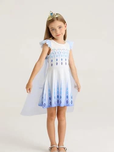 WonderBabe Girls Princess Dress Kids Halloween Birthday Party Dress Up Outfit 7-8 Years | Vibrant Princess Costume for Girls thumbnail 2