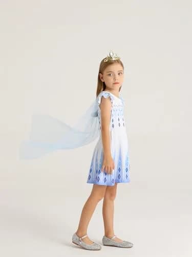 WonderBabe Girls Princess Dress Kids Halloween Birthday Party Dress Up Outfit 7-8 Years | Vibrant Princess Costume for Girls thumbnail 3