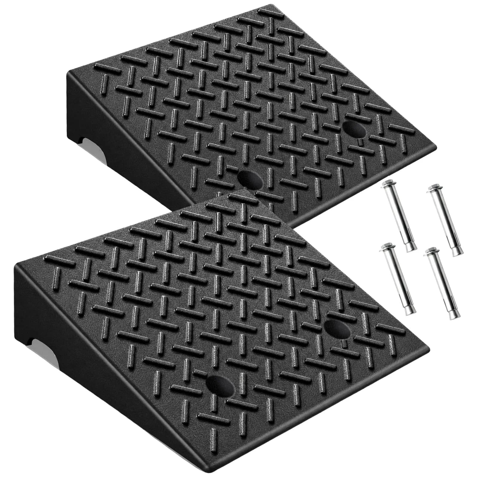 KROAK Heavy-Duty Rubber Curb Ramps 2-Pack | 5" Height & Extra-Wide 18.8" Support 11800LBS