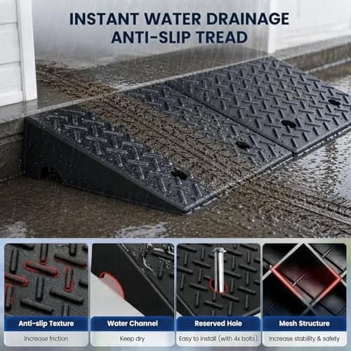 KROAK Heavy-Duty Rubber Curb Ramps 2-Pack | 5" Height & Extra-Wide 18.8" Support 11800LBS thumbnail 4