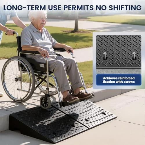 KROAK Heavy-Duty Rubber Curb Ramps 2-Pack | 5" Height & Extra-Wide 18.8" Support 11800LBS thumbnail 5