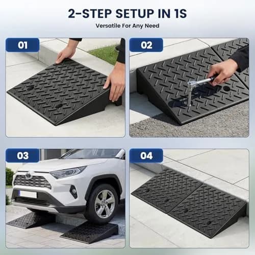 KROAK Heavy-Duty Rubber Curb Ramps 2-Pack | 5" Height & Extra-Wide 18.8" Support 11800LBS thumbnail 6