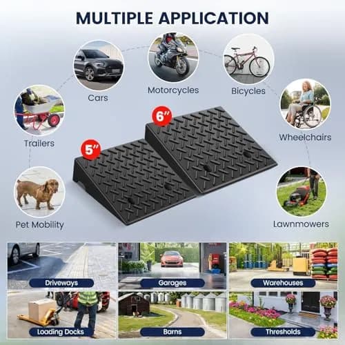 KROAK Heavy-Duty Rubber Curb Ramps 2-Pack | 5" Height & Extra-Wide 18.8" Support 11800LBS thumbnail 7
