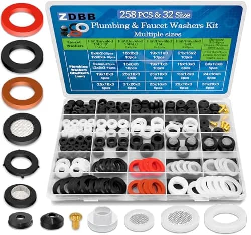 ZDBB 258 Pcs Faucet Washer & Hose Gasket Kit | Assorted Sizes for Outdoor Faucet & Garden Hose Repair thumbnail 1