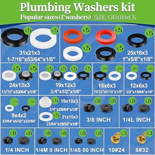 ZDBB 258 Pcs Faucet Washer & Hose Gasket Kit | Assorted Sizes for Outdoor Faucet & Garden Hose Repair thumbnail 3