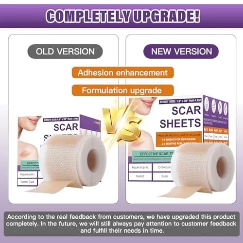 PSECICI Silicone Scar Sheets 1.5m (59") Beige | Medical Grade Scar Tape for Old & New Scars thumbnail 6