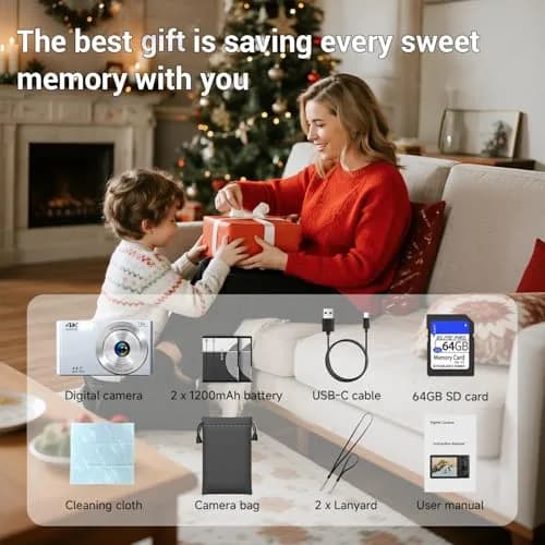 SMARTKLIK Digital Camera 44MP 4K FHD Silver | 16x Digital Zoom, 64GB SD Card Included thumbnail 8