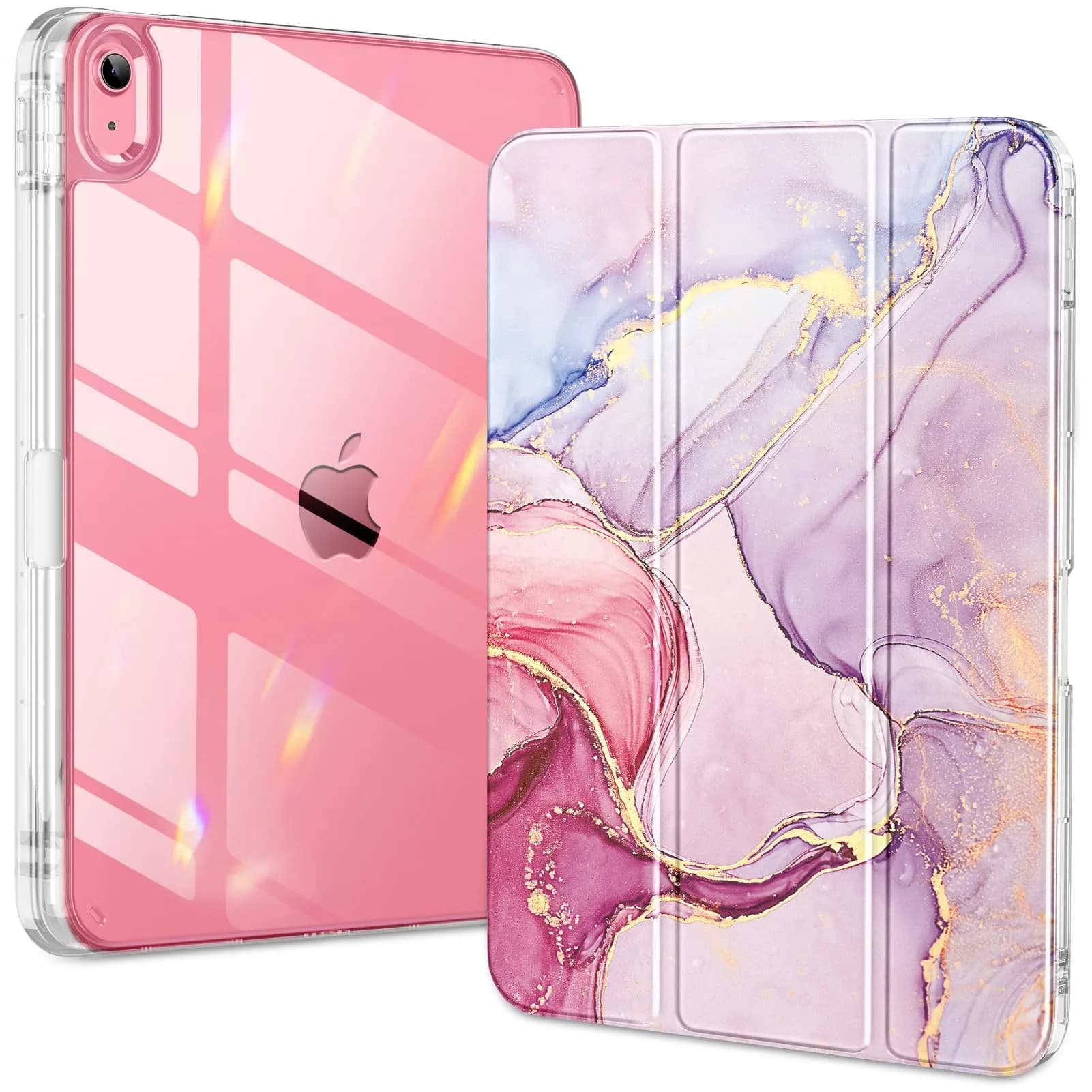 DTTO Clear Case for iPad (A16) 11th Gen 11-inch & 10th Gen, Pink Marble | Shockproof & Transparent — Pink Marble