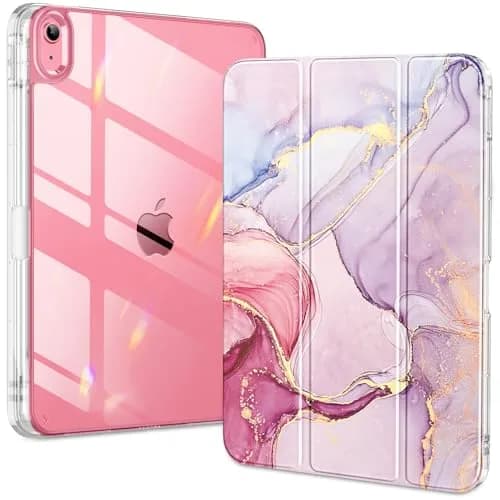 DTTO Clear Case for iPad (A16) 11th Gen 11-inch & 10th Gen, Pink Marble | Shockproof & Transparent thumbnail 1