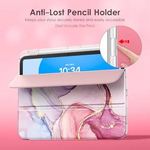 DTTO Clear Case for iPad (A16) 11th Gen 11-inch & 10th Gen, Pink Marble | Shockproof & Transparent thumbnail 5