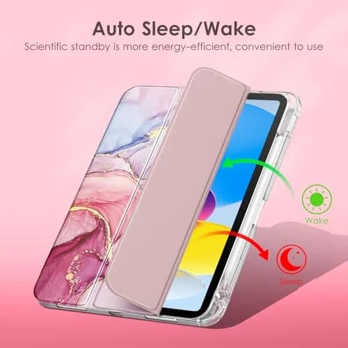 DTTO Clear Case for iPad (A16) 11th Gen 11-inch & 10th Gen, Pink Marble | Shockproof & Transparent thumbnail 6
