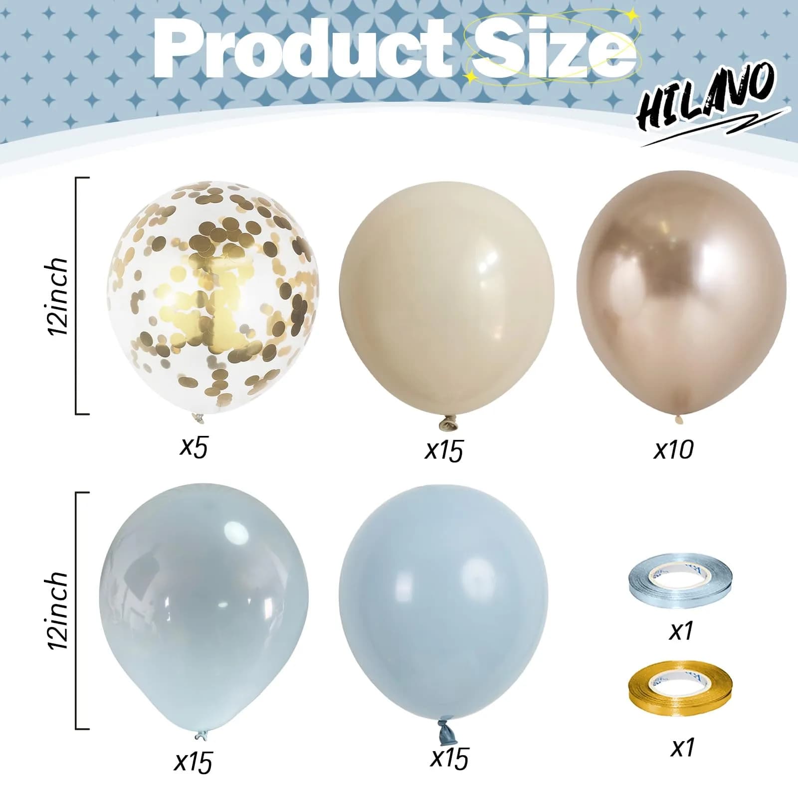 HILAVO Dusty Blue Balloon Set 60Pcs 12 Inch | Assorted Colors Balloon for Parties - view 2