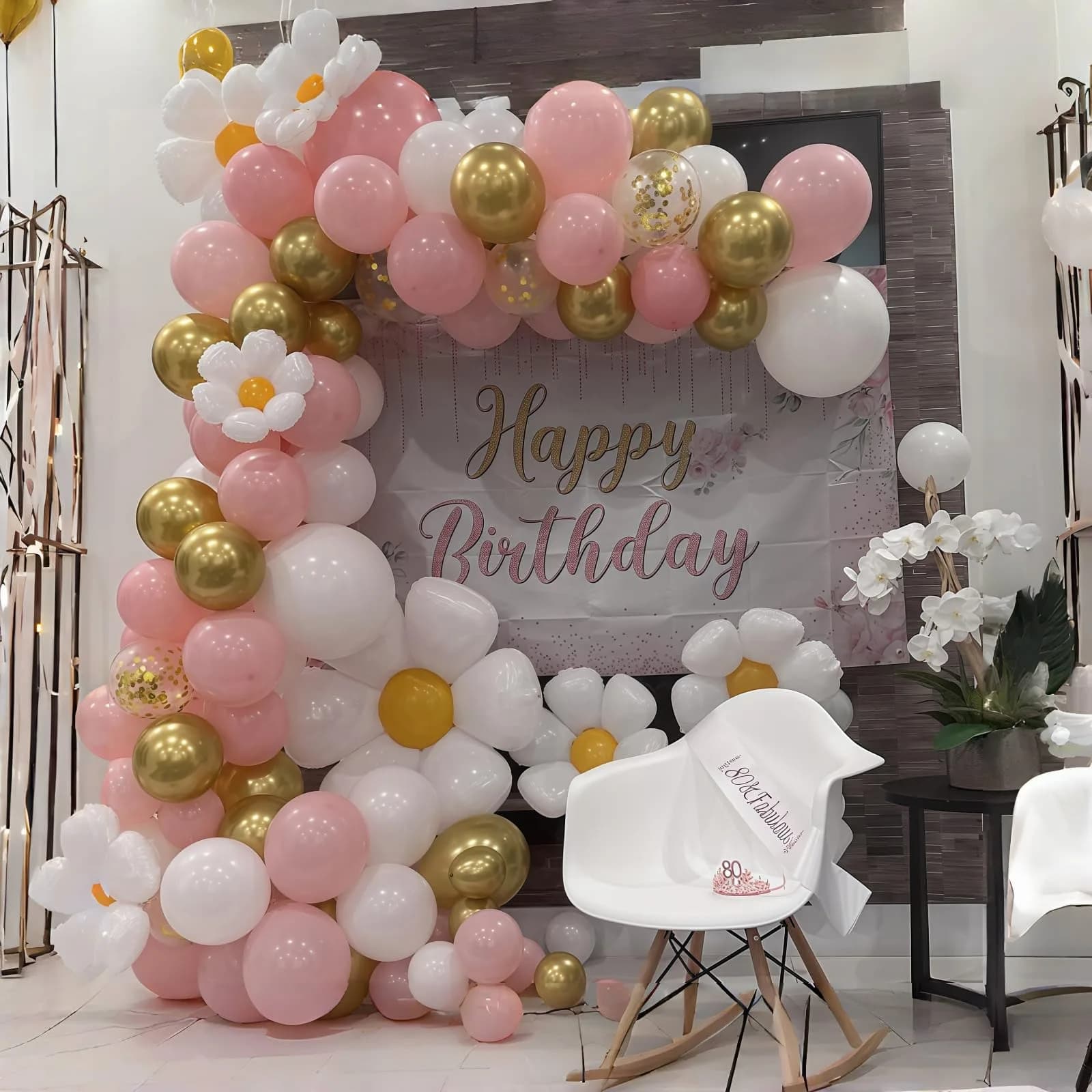 HILAVO 60Pcs 12 Inch Pastel Pink, Gold & White Party Balloons - view 3