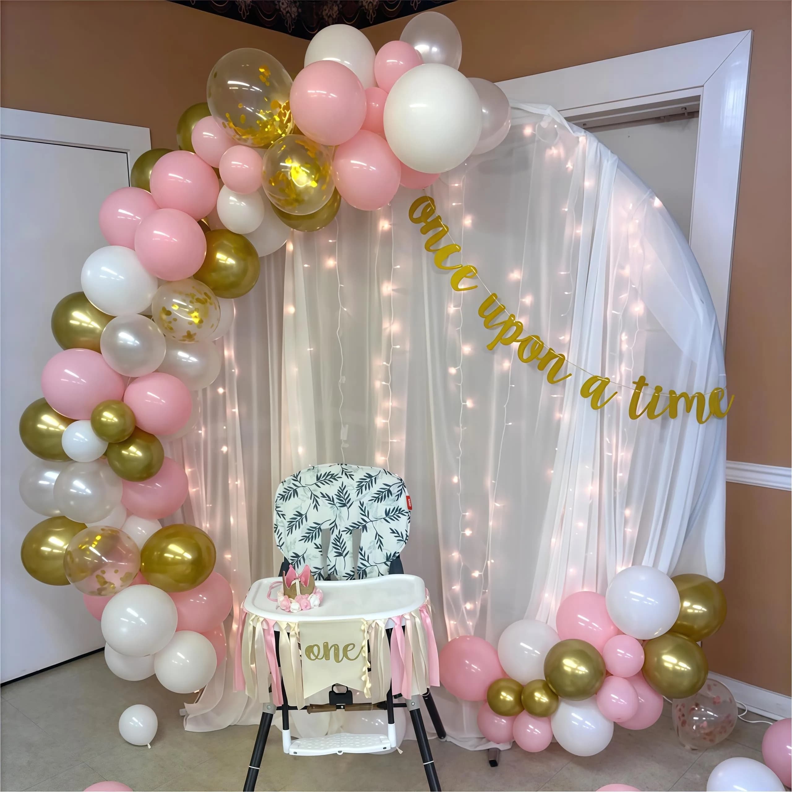 HILAVO 60Pcs 12 Inch Pastel Pink, Gold & White Party Balloons - view 4