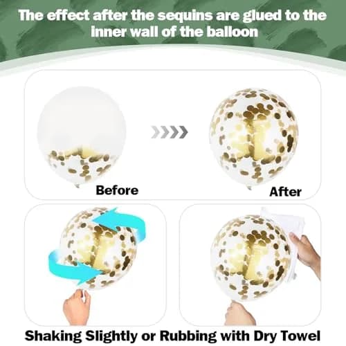 HILAVO Sage Green Balloons Set 60Pcs 12 Inch Olive Macaron Pastel Green Balloons with Metallic Confetti Gold Jungle Latex Balloon | Assorted Colors Value Pack thumbnail 9