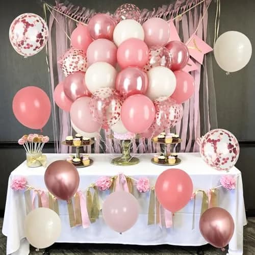 HILAVO Dusty Pink Balloon Set, 60Pcs 12 Inch Retro Blush Pink White Sand Nude Latex Balloon with Metallic Confetti Rose Pink Helium Balloon for Girls Women Birthday Party Baby Shower Boho Decoration Supplies thumbnail 6