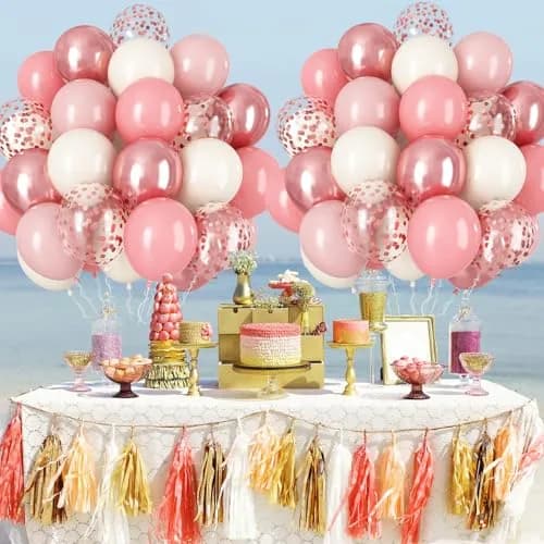 HILAVO Dusty Pink Balloon Set, 60Pcs 12 Inch Retro Blush Pink White Sand Nude Latex Balloon with Metallic Confetti Rose Pink Helium Balloon for Girls Women Birthday Party Baby Shower Boho Decoration Supplies thumbnail 7