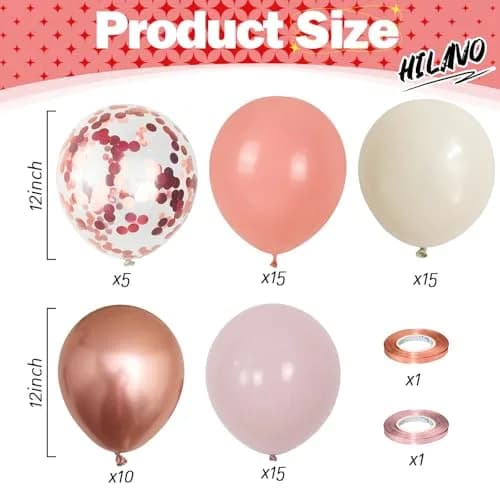 HILAVO Dusty Pink Balloon Set, 60Pcs 12 Inch Retro Blush Pink White Sand Nude Latex Balloon with Metallic Confetti Rose Pink Helium Balloon for Girls Women Birthday Party Baby Shower Boho Decoration Supplies thumbnail 2
