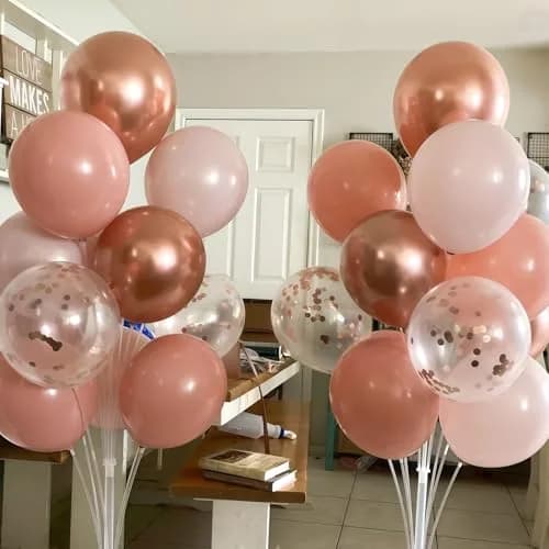 HILAVO Dusty Pink Balloon Set, 60Pcs 12 Inch Retro Blush Pink White Sand Nude Latex Balloon with Metallic Confetti Rose Pink Helium Balloon for Girls Women Birthday Party Baby Shower Boho Decoration Supplies thumbnail 3