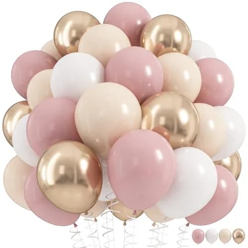 HILAVO Dusty Pink Balloons 60 Pcs 12 Inch | Assorted Colors for Birthday Decorations thumbnail 1