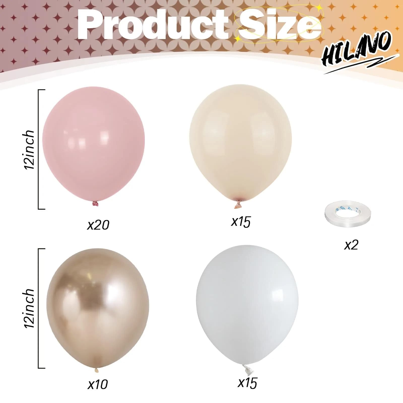 HILAVO Dusty Pink Balloons 60 Pcs 12 Inch | Assorted Colors for Birthday Decorations - view 2
