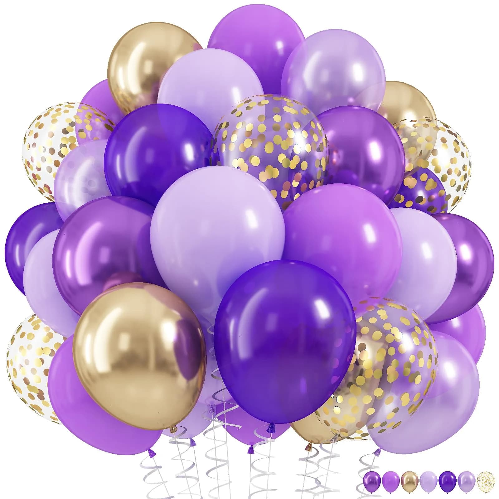HILAVO Purple Gold Balloons Set 60Pcs 12 Inch | Assorted Colors Balloon for Party Planners - main product image