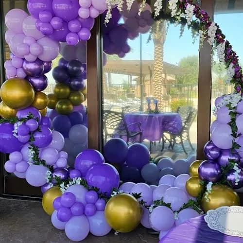 HILAVO Purple Gold Balloons Set 60Pcs 12 Inch | Assorted Colors Balloon for Party Planners thumbnail 5