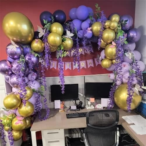 HILAVO Purple Gold Balloons Set 60Pcs 12 Inch | Assorted Colors Balloon for Party Planners thumbnail 8