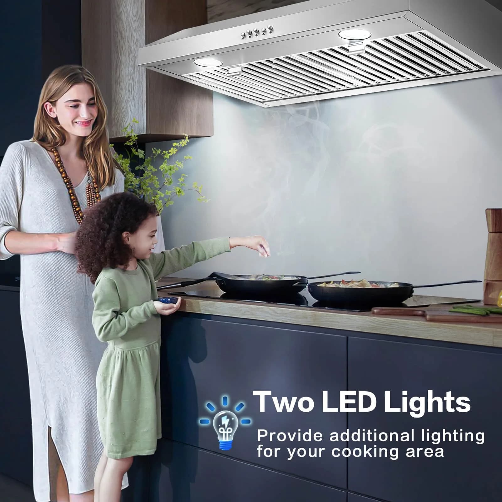 SNDOAS Under Cabinet Range Hood 30 inch Stainless Steel 700 CFM | 76.2 cm (30 inch) 3-Speed Push Button Control - view 4