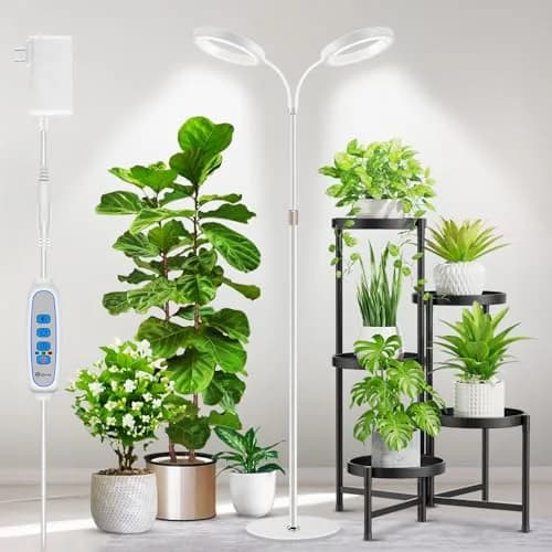 Aumtrly Full Spectrum LED Grow Light with 175cm (68") Stand & Dual Heads | 168 LEDs, 3 Color Modes, 5-Level Dimming, 16-Hour Timer thumbnail 1