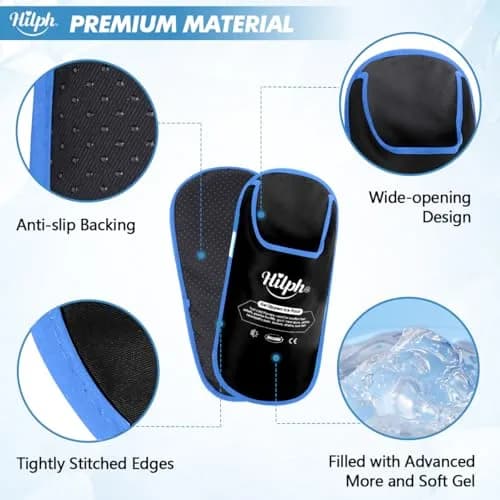Hilph Foot Ice Pack Slippers, Black, 2-Pack | Reusable Hot & Cold Therapy for Foot Pain Relief thumbnail 5