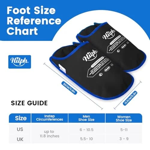 Hilph Foot Ice Pack Slippers, Black, 2-Pack | Reusable Hot & Cold Therapy for Foot Pain Relief thumbnail 6