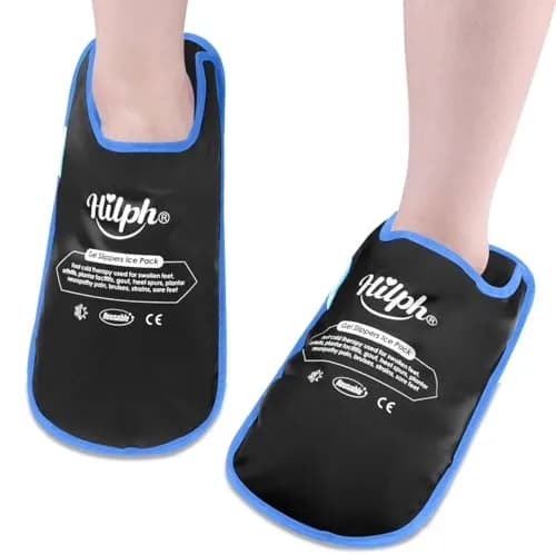 Hilph Foot Ice Pack Slippers, Black, 2-Pack | Reusable Hot & Cold Therapy for Foot Pain Relief thumbnail 1