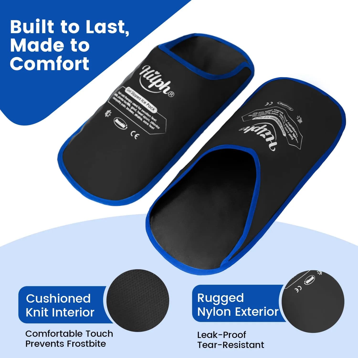 Hilph Foot Ice Pack Slippers, Black, 2-Pack | Reusable Hot & Cold Therapy for Foot Pain Relief - view 8