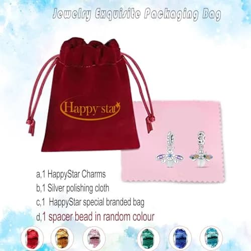 HappyStar 925 Sterling Silver Charm Beads for Bracelets & Necklaces | Unique Dangle Pendants with Spacer Beads (70-120 chars) thumbnail 5